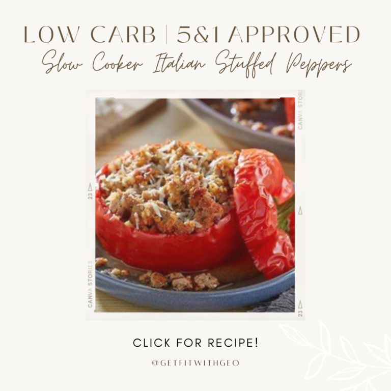 Lean and Green Entree | Slow Cooker Italian Stuffed Peppers